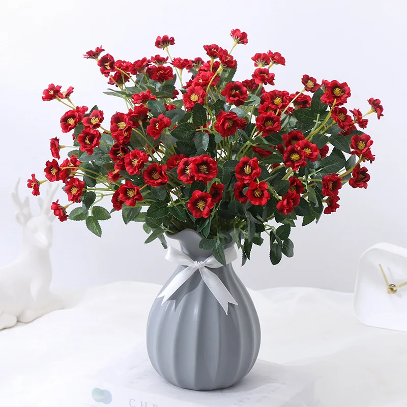 

1 Pcs Simulation Bunch Red Small Rose Wedding Hotel Artificial Flowers Home Living Room Fake Plants Garden Decoration
