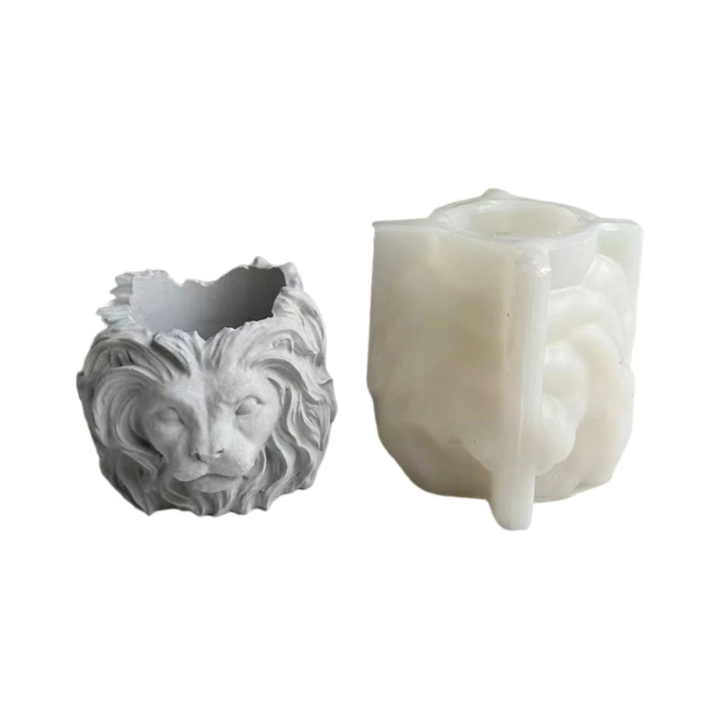 

Lion Head-Silicone Flower Pot Mold Concrete Candlestick Silicone Candle Holder Mold Succulent Planter Cement Clay Mold