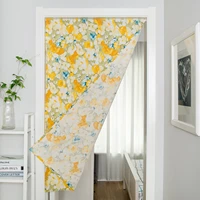 half curtain door yellow flower print garden hanging fabric wind water toilet without valance for kitchen window