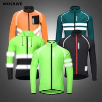 wosawe mens reflective cycling jacket waterproof windproof mountain bike coat running riding bicycle mtb windbreaker clothing
