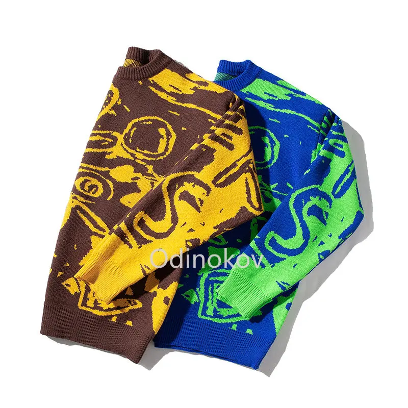 

High Street Letter Printing Sweater Slouchy Pullovers Winter Thickened Fashionable Round Neck Oversize Jumpers