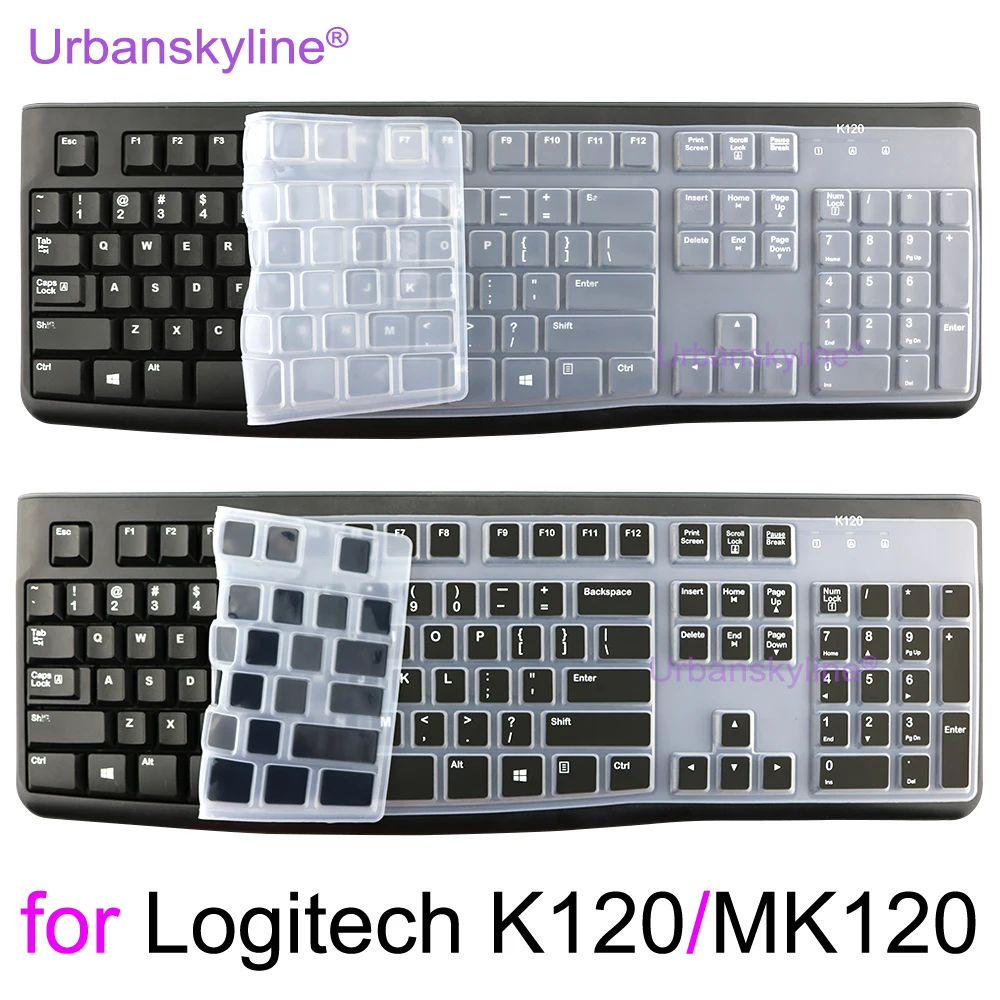 Чехол для клавиатуры K120 MK120 для Logitech K120 MK120, силиконовый защитный чехол, тонкая прозрачная черная розовая пленка