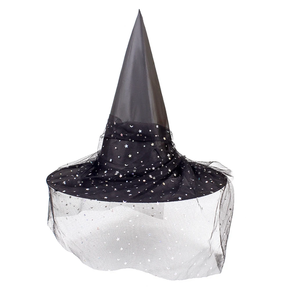 

2Pcs Halloween Vintage Witch Hats Lace Veils Witch Hats Halloween Cosplay Costume Accessories Party Supplies For Adults Kids