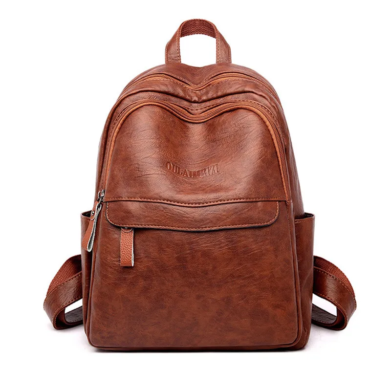 

Foreign Trade Women's Soft Leather Backpack 2023 New Wholesale School Bag Leisure Soft Leather Anti Theft Simple Backpack Trend