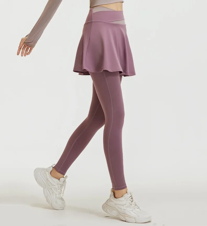 Поддельные брюки из двух частей спортивные женские тонкие для фитнеса и йоги