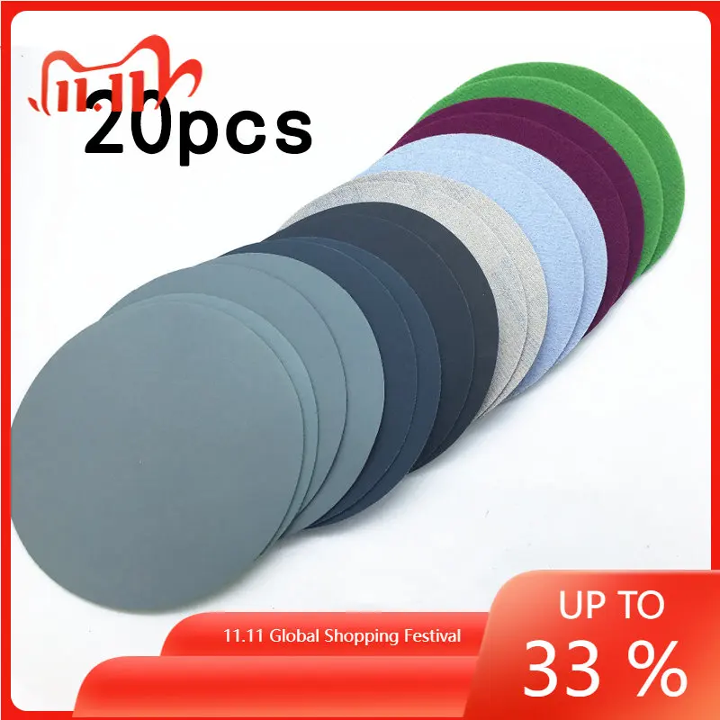 

20pcs 75mm 3Inch 800/1500/2000/3000 Grits Round Sandpaper Discs Wet Dry Sanding Discs Hook Loop Sand Sheets Sander Pads Tools