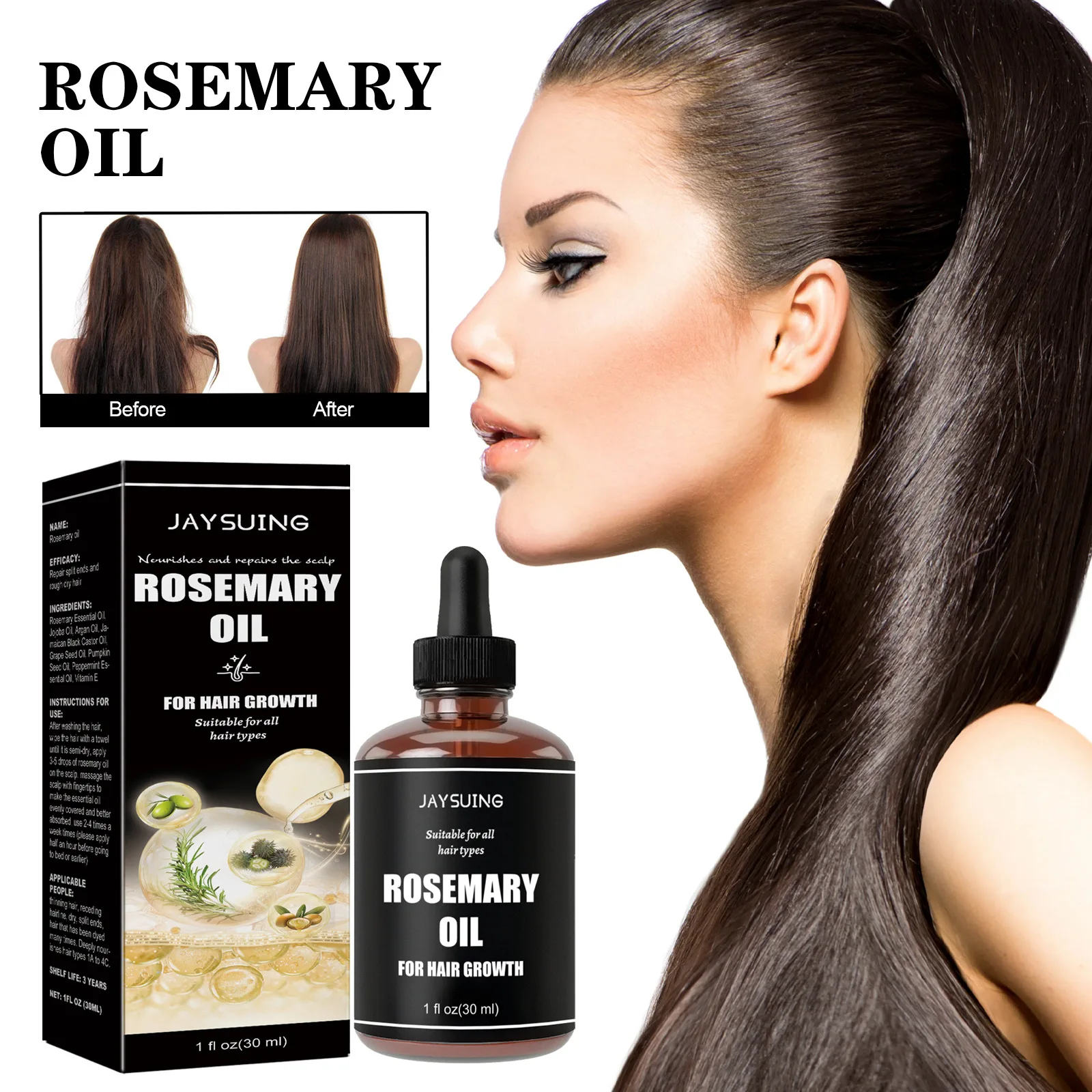 

Rosemary Hair Growth Oil Stimulate Follicles Strengthen Hair Roots Promote Hair Growth Thicker Improve Circulation Scalp Smooth