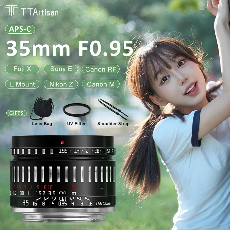 

TTArtisan 35 мм F0.95 APS-C супер Большая диафрагма ручная фокусировка объектив для Sony E Fujifilm XF Canon RF Canon EOS M Nikon Z L крепление