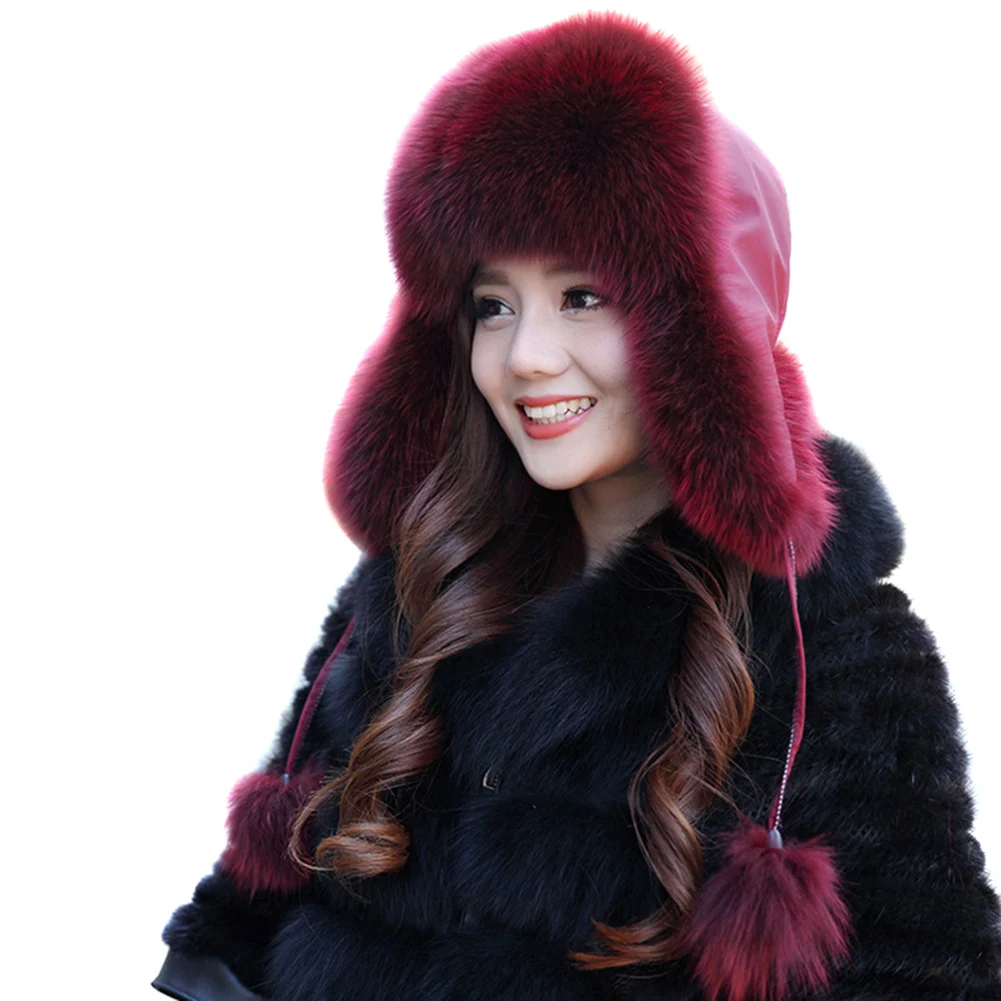 

Winter Warm Faux Fur Hat Korean Fashion Hat Female Thick Comfortable Warm Ski Hat Ear Protection Hat FS99