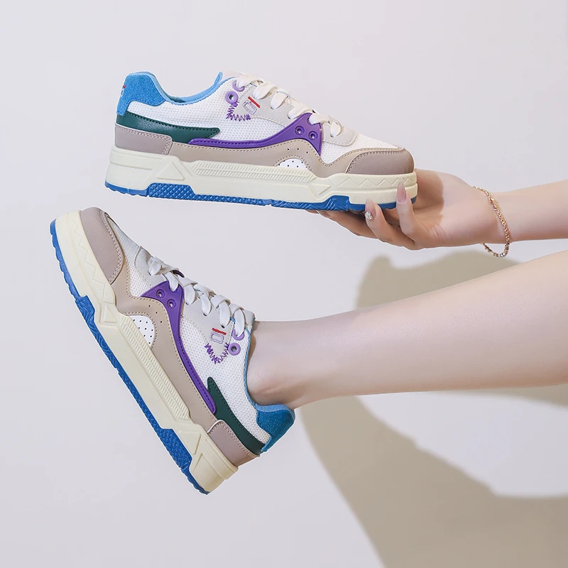 

2022 Spring And Summer New Colorful Women's Shoes Thick Bottom Breathable Mesh Sports Versatile Retro Casual Low-top Board Shoes