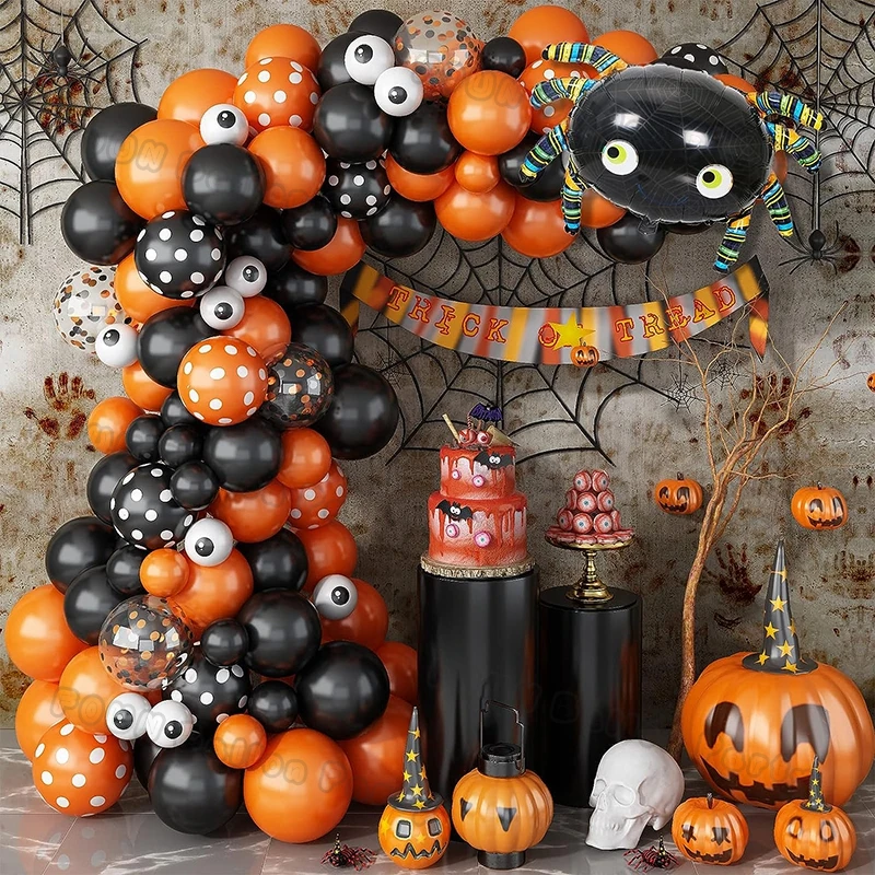 

Halloween Decoration Balloon Garland Arch Kit Halloween Theme Black Orange Ballon Giant Latex Spider Balon Birthday Party Supply