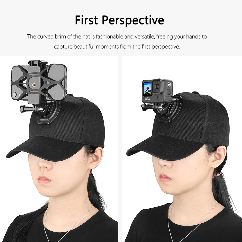 Vamson Adjustable Canvas Sun Hat Cap for Gopro Hero 11 10 9 8 7 6 for insta360 X3 one X2 for DJI Action 3 2 for iphone 13 images - 6