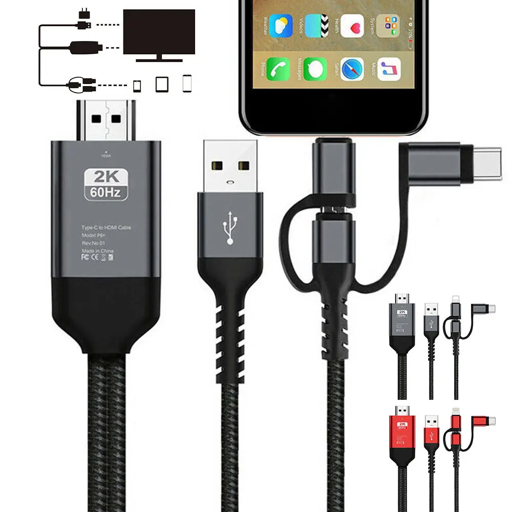 2 м HDMI-совместимый кабель Micro USB Тип C к HDMI преобразователь HDTV TV Цифровой AV адаптер