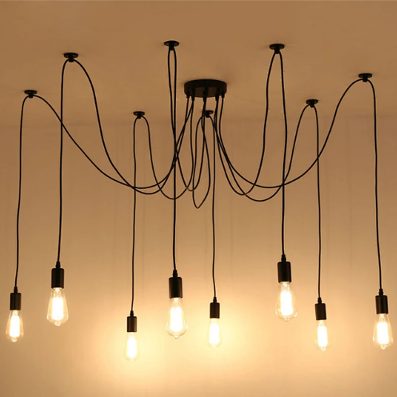 

Retro Edison Bulb Light Chandelier Vintage Loft Antique Adjustable DIY E27 Art Spider Pendant Lamp Home Lighting Fixture