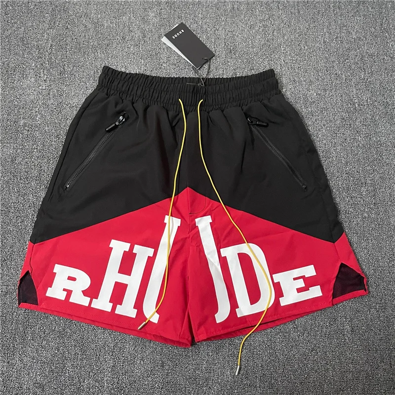 

Men Women 1:1 High Quality Rhude Shorts Inside Tag Mesh Multiple Pockets Breeches RHUDE Board Shorts