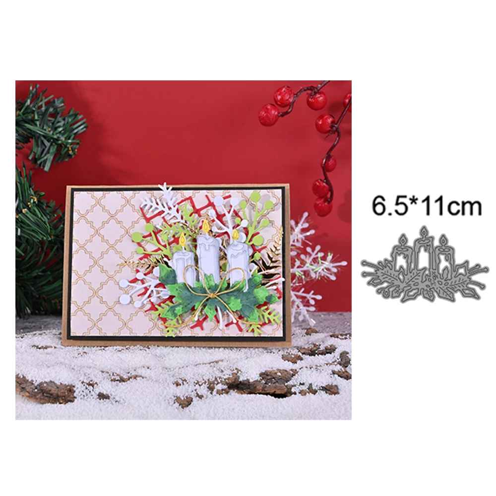 

Christmas Candle Leaf Combination 2022 New Arrivals Scrapbooking Metal Cutting Dies Stamps Decoration Embossed Album Card