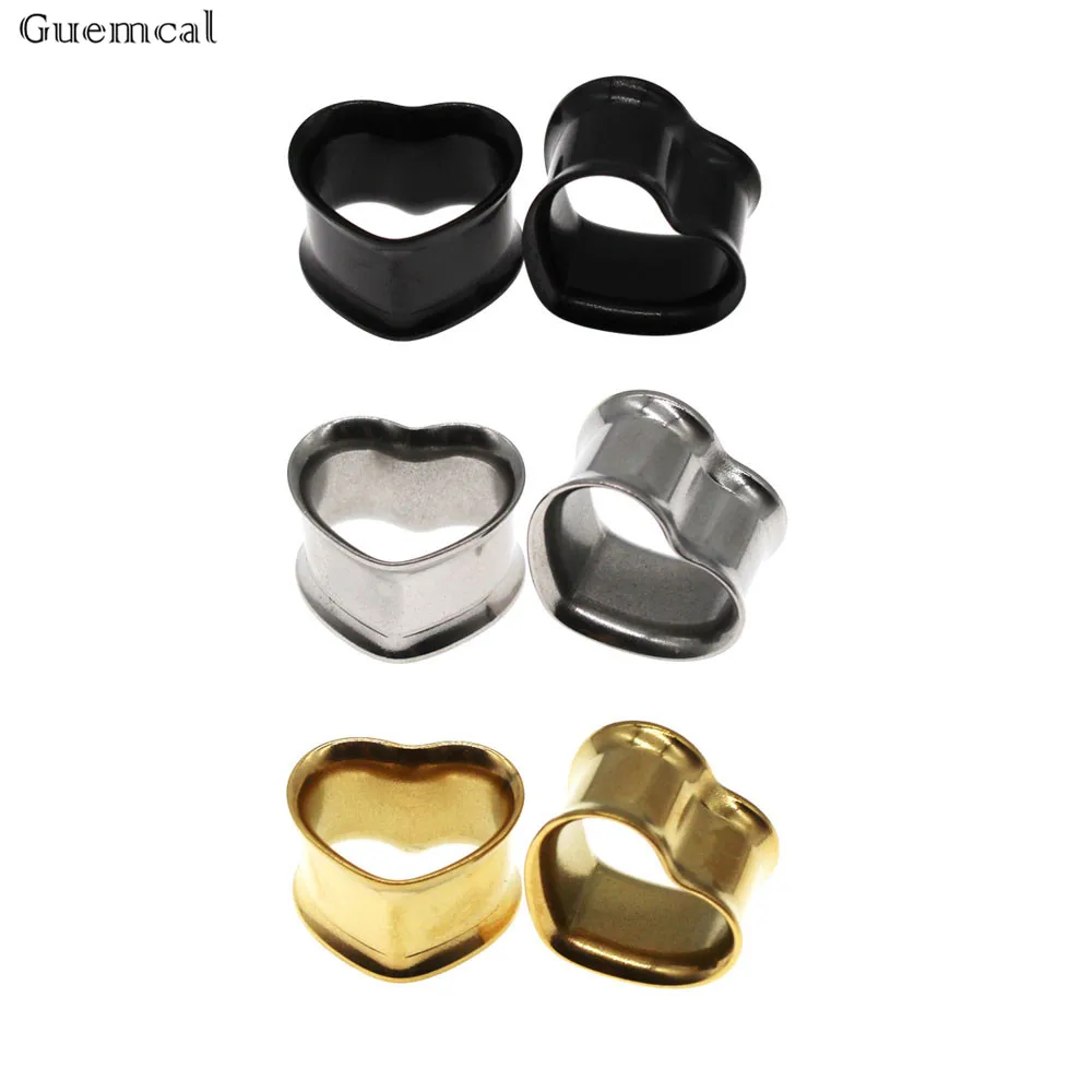 

Guemcal 1 Pair 8-30mm Heart Ear Plugs Tunnel Hollow Gauges Ear Expander Stretcher Plug Ear Body Pircings Fashion Jewelry