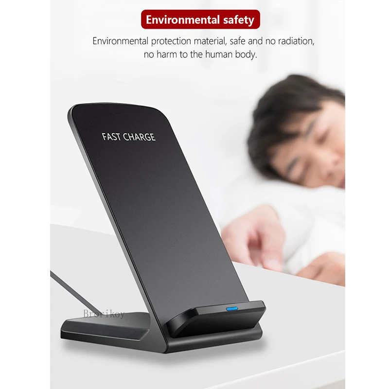 brorikoy 10w wireless charging stand holder qi induction charger for samsung s20 s10 note 9 8 for iphone 12 11 pro x xs max xr free global shipping