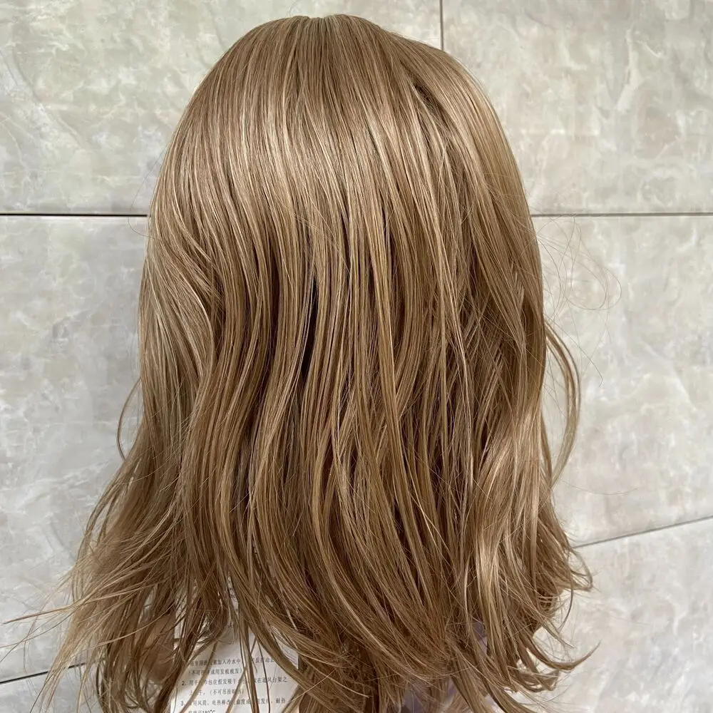 Синтетический парик средней длины с прямыми светлыми волосами