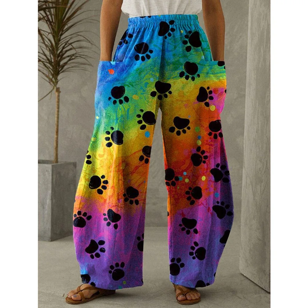 

2023 Dog Paw 3d Print Pants Women Jogging Yoga Pants High Waist Straight Leg Pants Casual Trousers Sportwear Loose Widepant Girl
