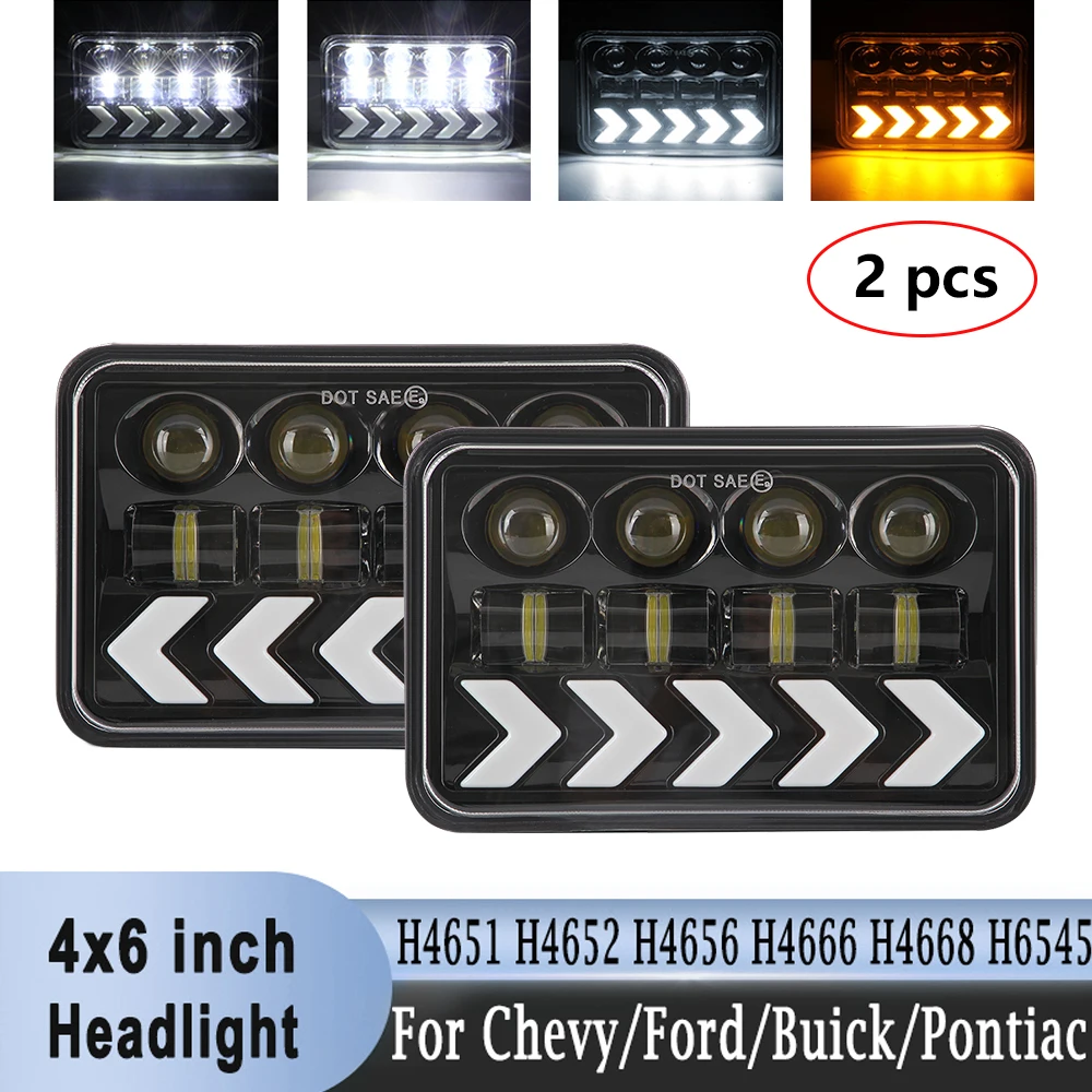 1 шт./2 шт., фара прямоугольная, 5 дюймов, 12 В, 4 Х6 дюймов, 200 лм 1 шт./2 шт., фара прямоугольная, 5 дюймов, 12 В, 4 Х6 дюймов, 200 лм