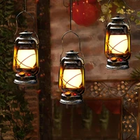 rechargeable flame retro lantern battery operated light 3 modes metal night lighting hanging tent camping lanterns for outdoor