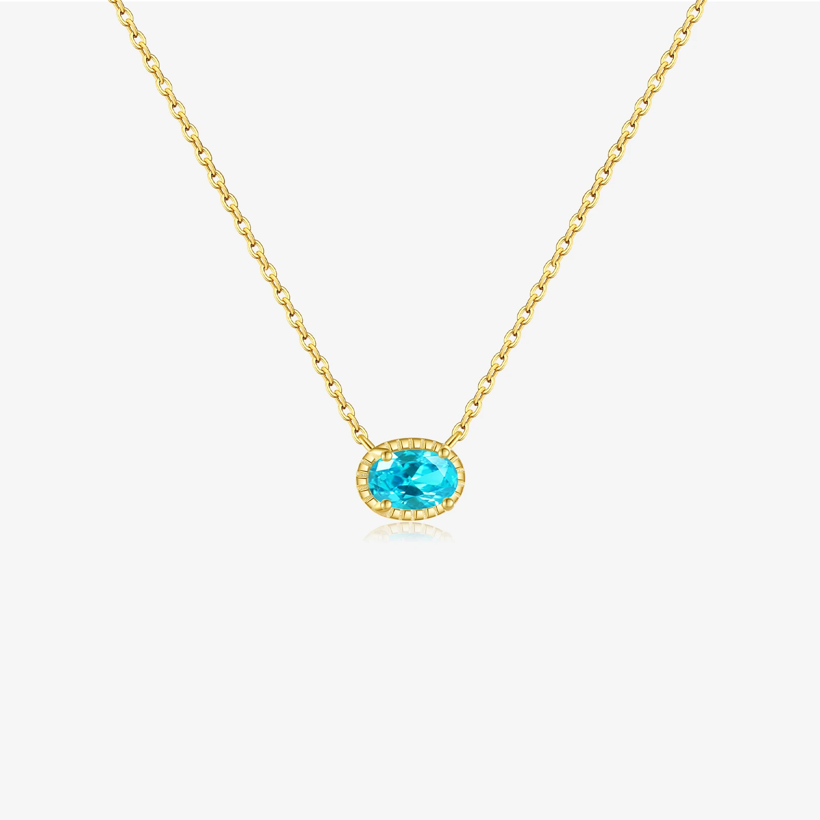 Женское длинное ожерелье-цепочка из серебра 925 пробы с синим круглым цирконием