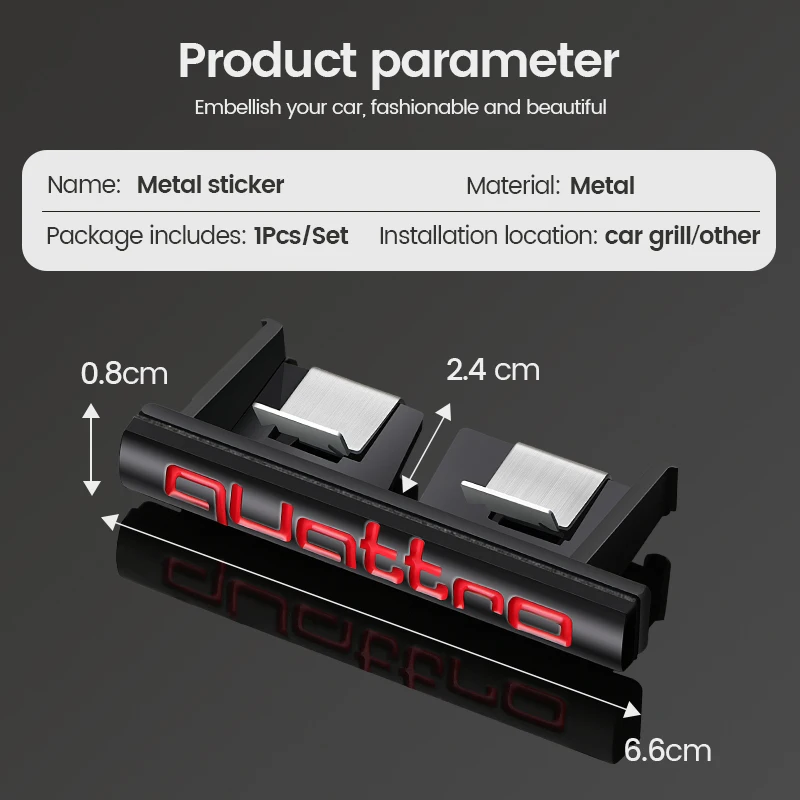 6 цветов металлический логотип Quattro передняя решетка эмблема наклейка наклейки