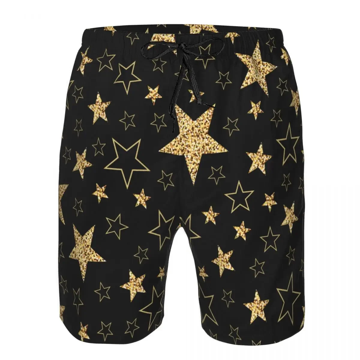 Летние мужские купальники шорты золотые звезды черный фон пляжная одежда Плавки