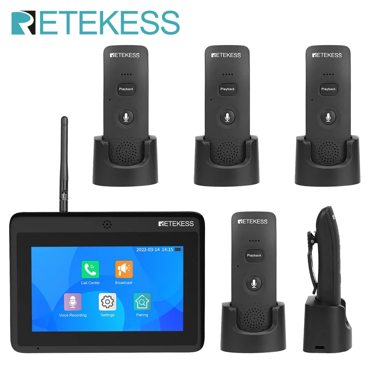 Retekess TD125 Restaurant Wireless Voice Pager Two-Way Intercom System Call Bell Transmitter For Tea-house Chess Room Hotel KTV