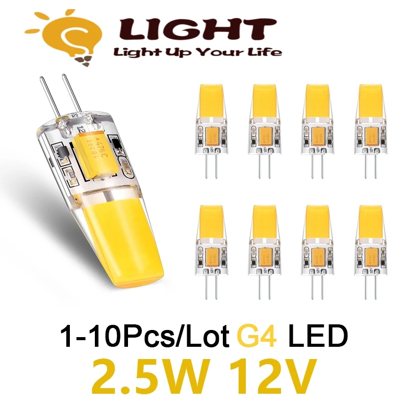 

1-10PCS LED Mini G4 COB Lamp AC/DC 12V Corn Light 2.5W Spotlight Chandelier Bulb Replace Halogen Lamps Cold/Warm White