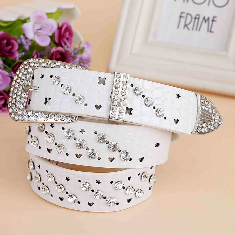 Fashion Belt Diamond Inlaid Belt Ladies Pin Buckle gothic decor