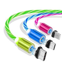 yocpono 1m2m magnetic suction heads phone charging cable led light wire for lightning type c micro usb