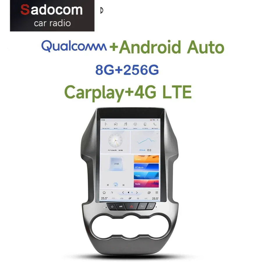 Tesla Qualcomm Carplay автомобильный DVD-плеер DSP Android 9. 0 8G + 11 0G 4G LTE Bluetooth Wifi GPS радио для Ford Ranger