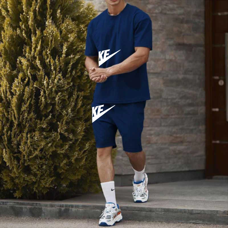 New Men Suit Fashion 2-piece Set Men Street Short Shirts Shorts Pants Casual Oversized Comfortable Clothes Jogging Training Set