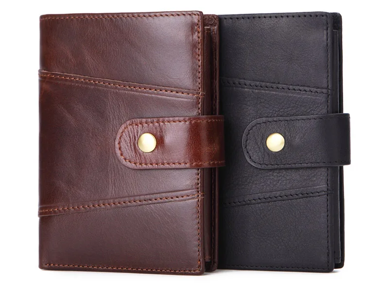 Кошелек мужской из натуральной кожи с RFID-защитой многофункциональный винтажный