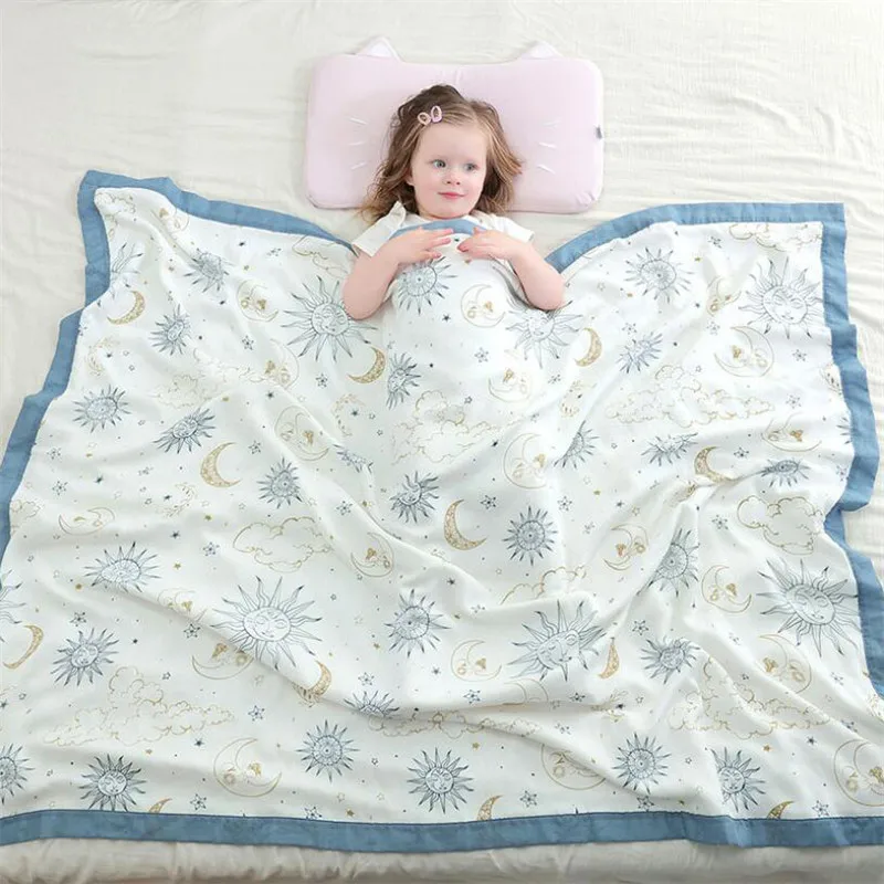 

120x150cm 4 and 6 Layers Bamboo Fiber Muslin Swaddle Baby Blankets Wrap Newborn Baby Kids Bath Towel Children Sleeping Blanket