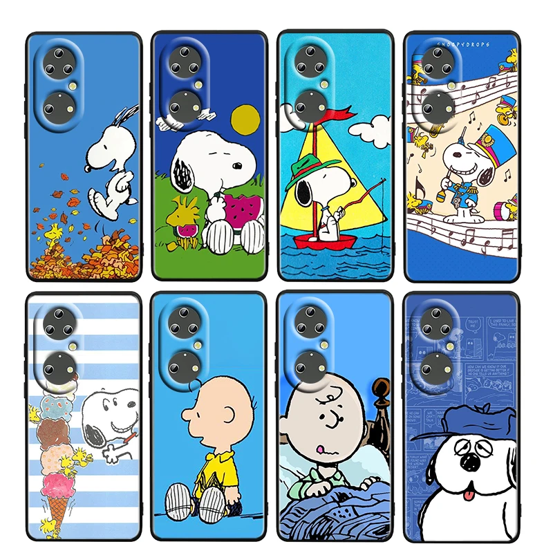 

Snoopy Cute Cartoon Charlie For Huawei P50 P20 P30 P40 5G P10 Pro Lite E Plus P9 Lite Mini 4G TPU Soft Black Phone Case Fundas