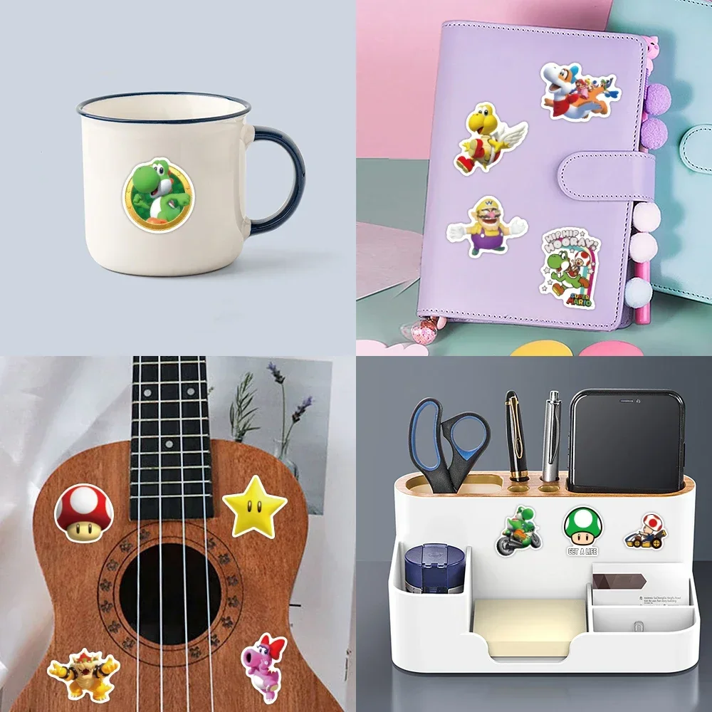 lodówka Super Mario Bros Stickers Pack Bandai Brand Cute Yoshi Donkey Kong Style na deskorolkę Rower Gitara Laptop Wodoodporny