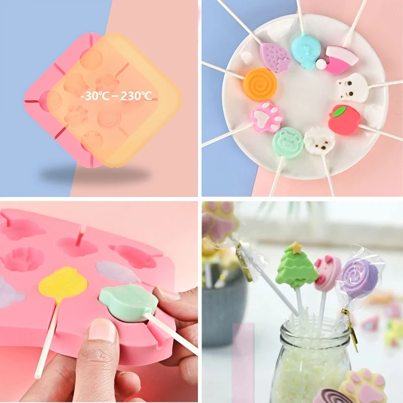 

2022 New Cartoon Press Food-grade Silicone Lollipop Mold Baking Utensils Easy Safe Fondant Candy Mold Environmentally Firendly