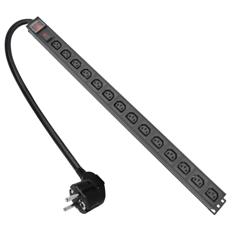 

Network Rack PDU aluminium alloy Power Strip socket 14 Ways C13 output With overload protection 2m extension cable 16A 3500W