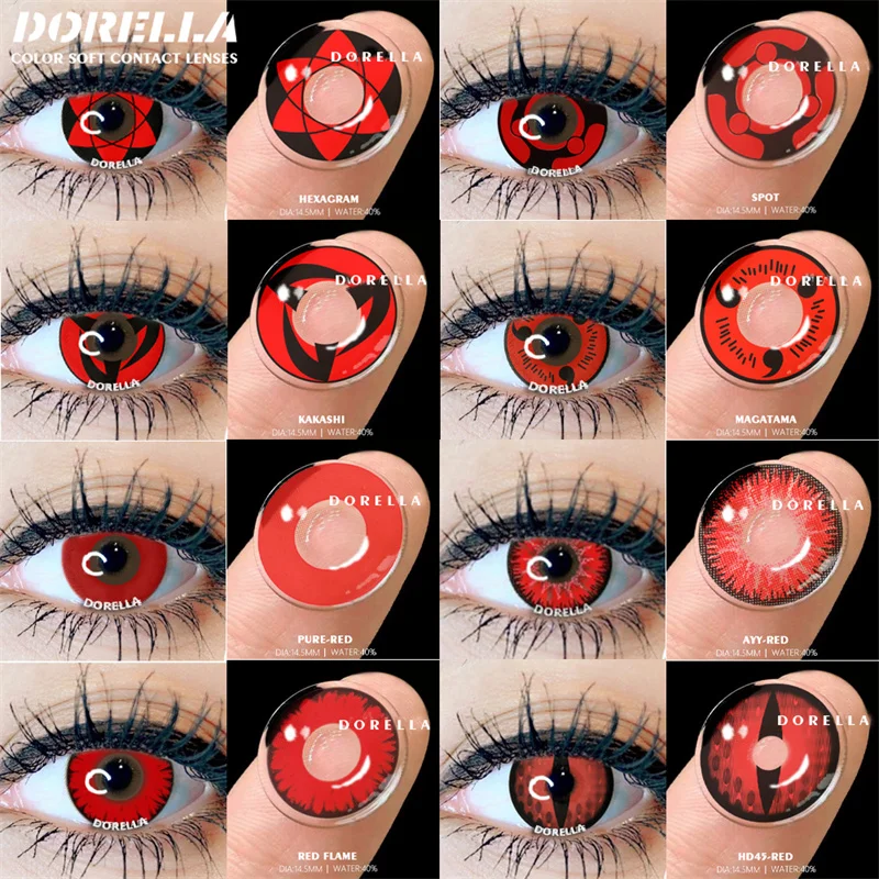 

D'ORELLA 2pcs Color Contact Lenses for Eyes Anime Contact Lenses Red Lenses Cosplay Contact Lenses for Halloween Yearly Lenses