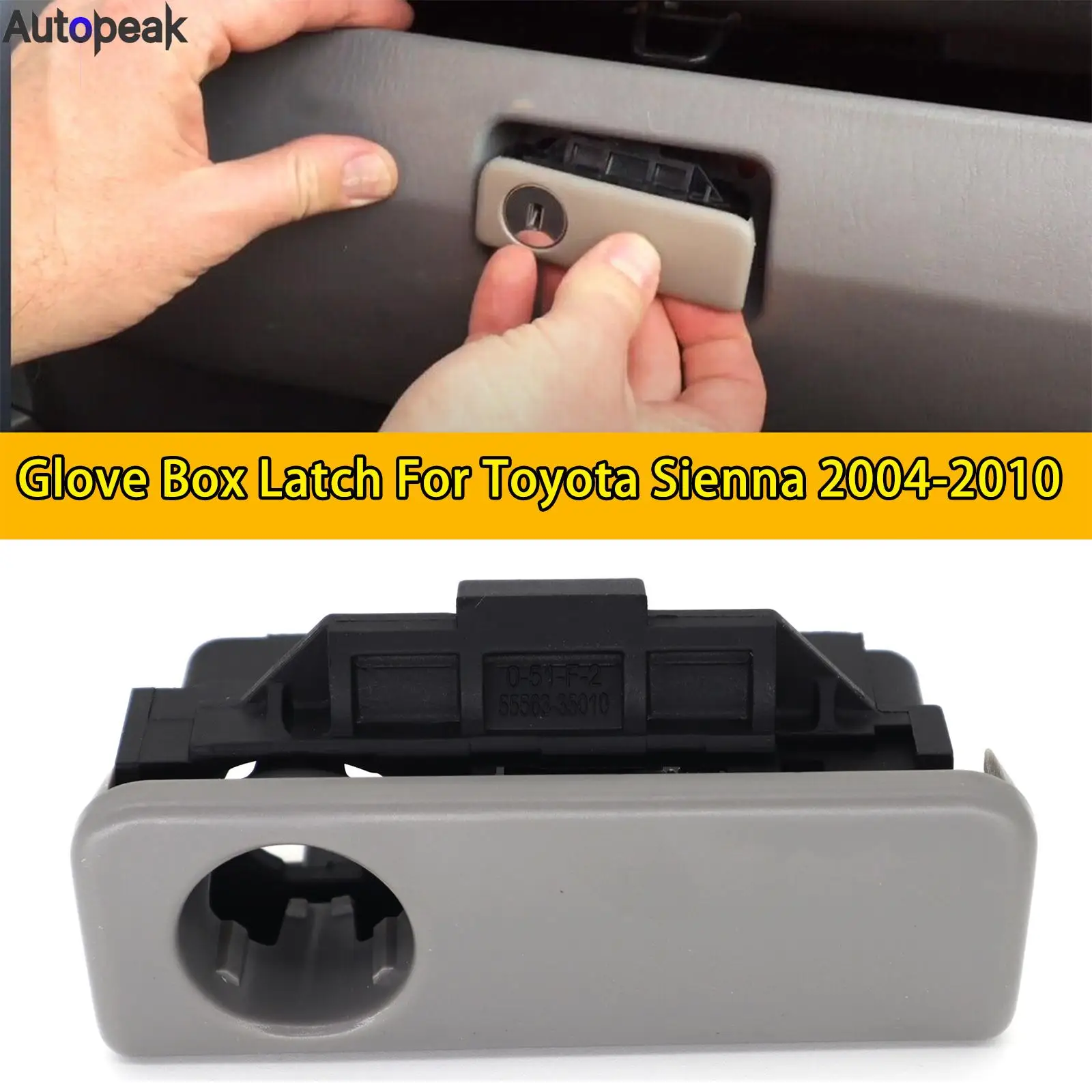 

Для Toyota Sienna 2004 2005 2006 2007 2008 2009 2010 Замок перчаточного ящика, защелка крышки отсека, ручка серого цвета 55506AE010, замена автомобиля
