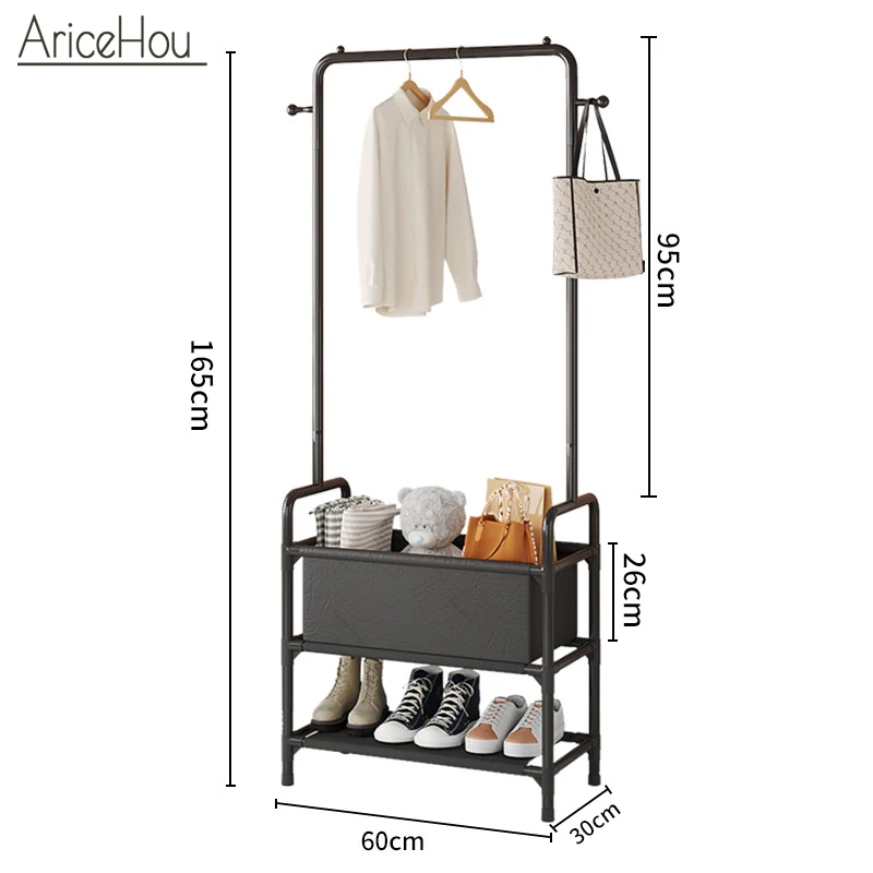 

ARICEHOU Coat and Shoe Rack,Entryway Coat Rack Hallway Bench Storage Organizer with 8 Hooks for Living Room,Bedroom,Office,Black