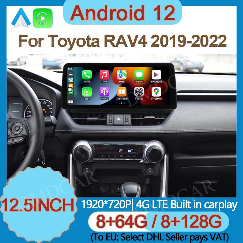 

12.5inch 8Core Android 12 Car Multimedia Player Radio GPS Navigation For Toyota RAV4 2020 CarPlay WiFi 4G LTE BT Touch Sceen