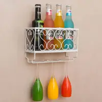 25cm Wine Rack Cup Glass Holder Display Bar Shelf Wall Mounted Bottle Champagne Glass Hanger Holder Bar Organizer for Kitchen