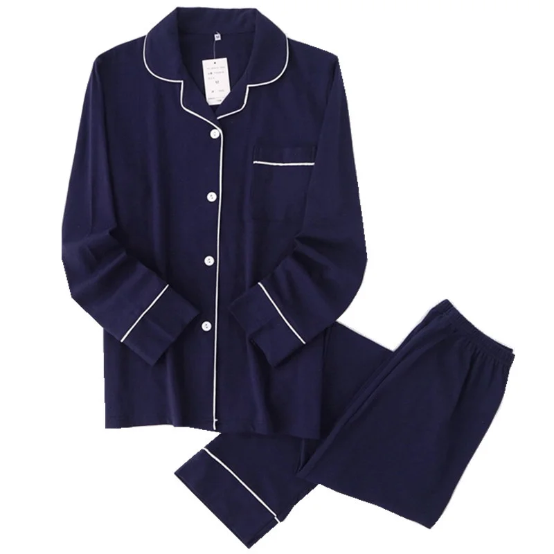 

Casual couple Solid 100% cotton pajamas sets men autumn pijamas long-slve slpwear men pijamas Japanese pyjamas for male