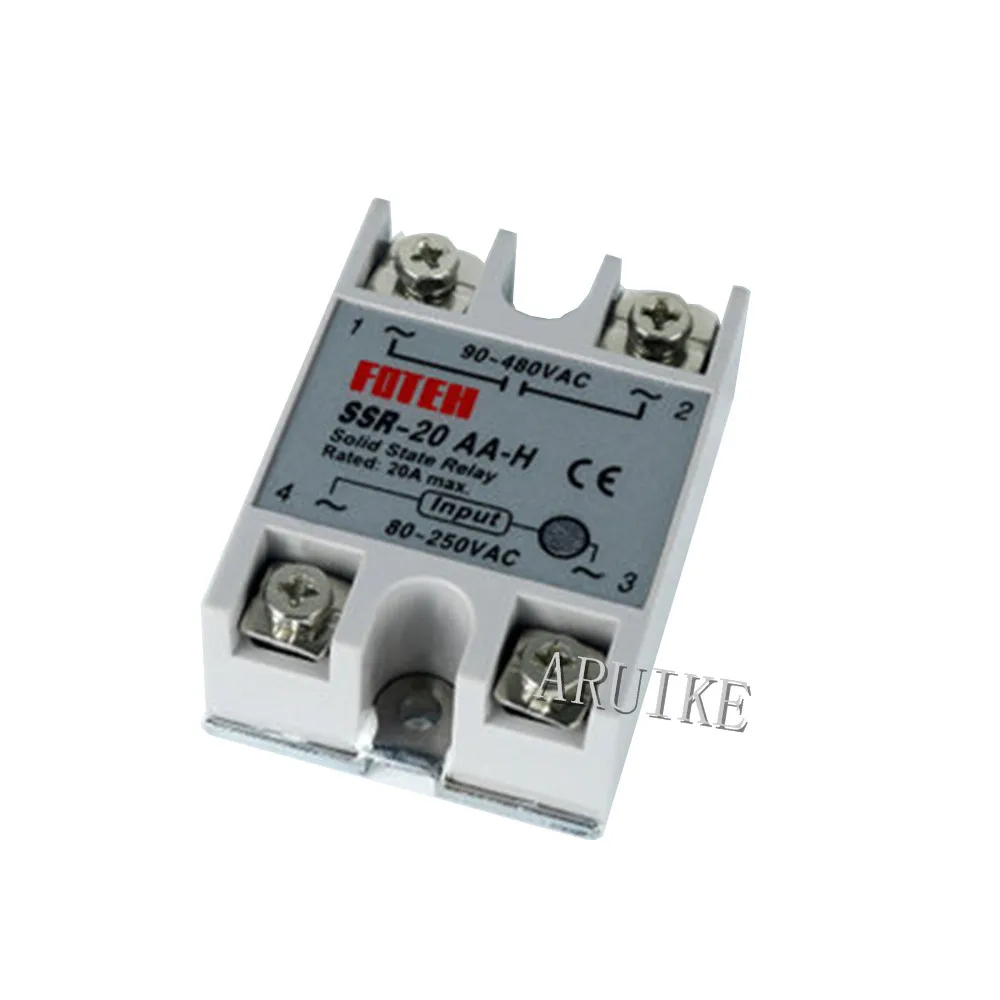 

Solid state relay SSR-20AA-H 12A actually 80-250V AC TO 90-480V SSR 20AA H solid Resistance Regulator