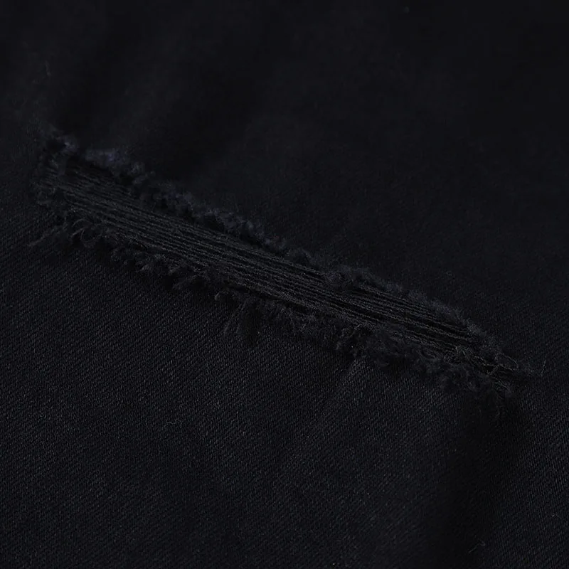 Fashion Men's Jeans High Street Black Slim Fit Casual Skinny Ripped Denim Pencil Pants Punk Style Harajuku Streetwear Trousers