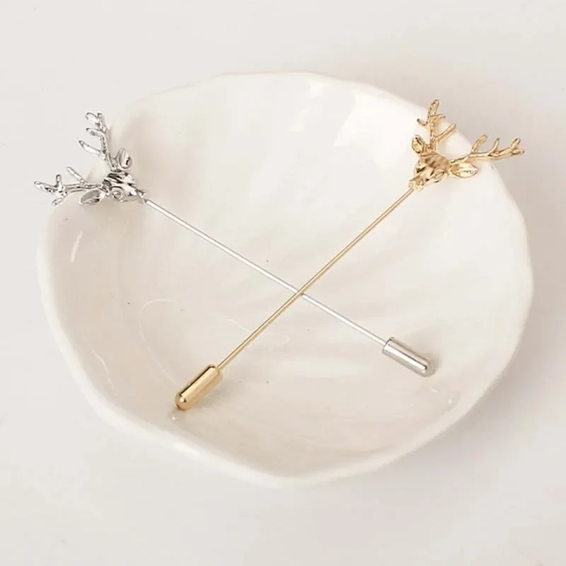 

Fashion Simple Retro Deer Head safety Pins brooches For Women Men Suit Accessory Animal Collar Pin Fine Jewelry